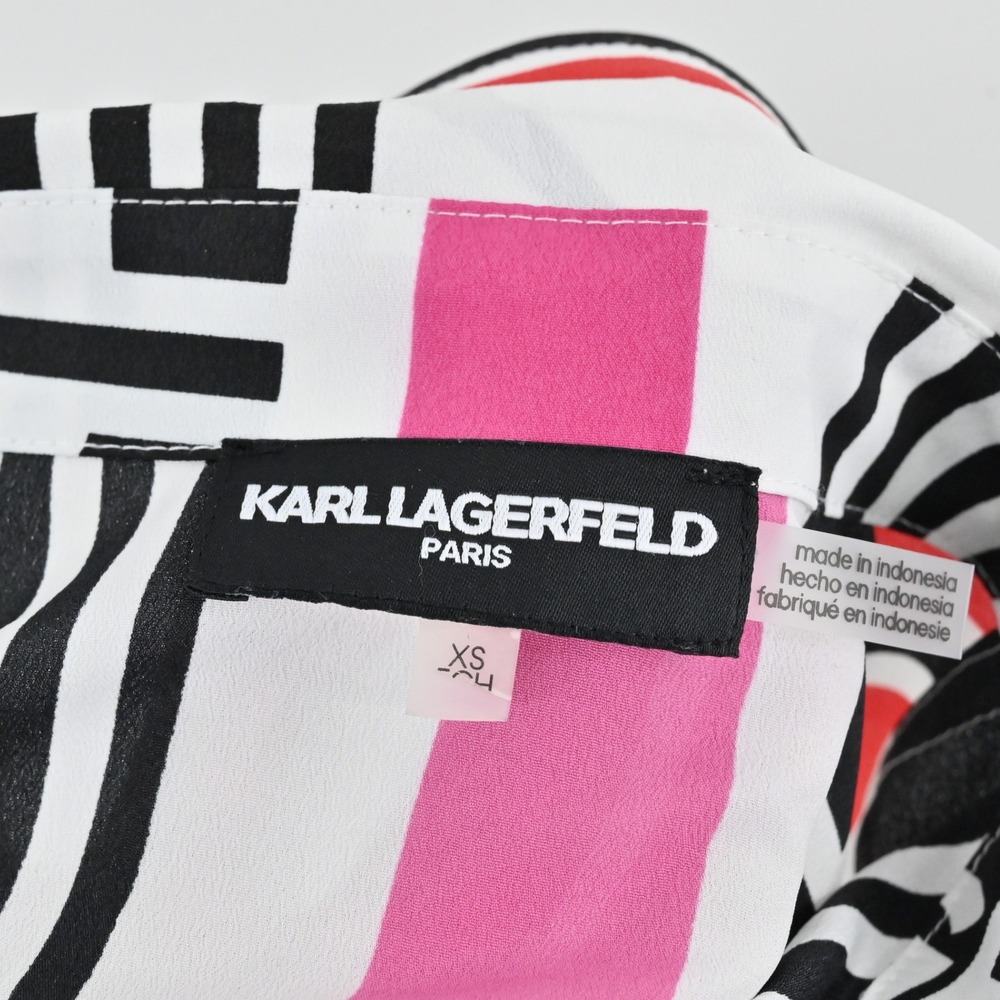 Karl Lagerfeld Paris Button Down Shirt Womens Size XS Pop Art Graphic Maximalist - Picture 6 of 9